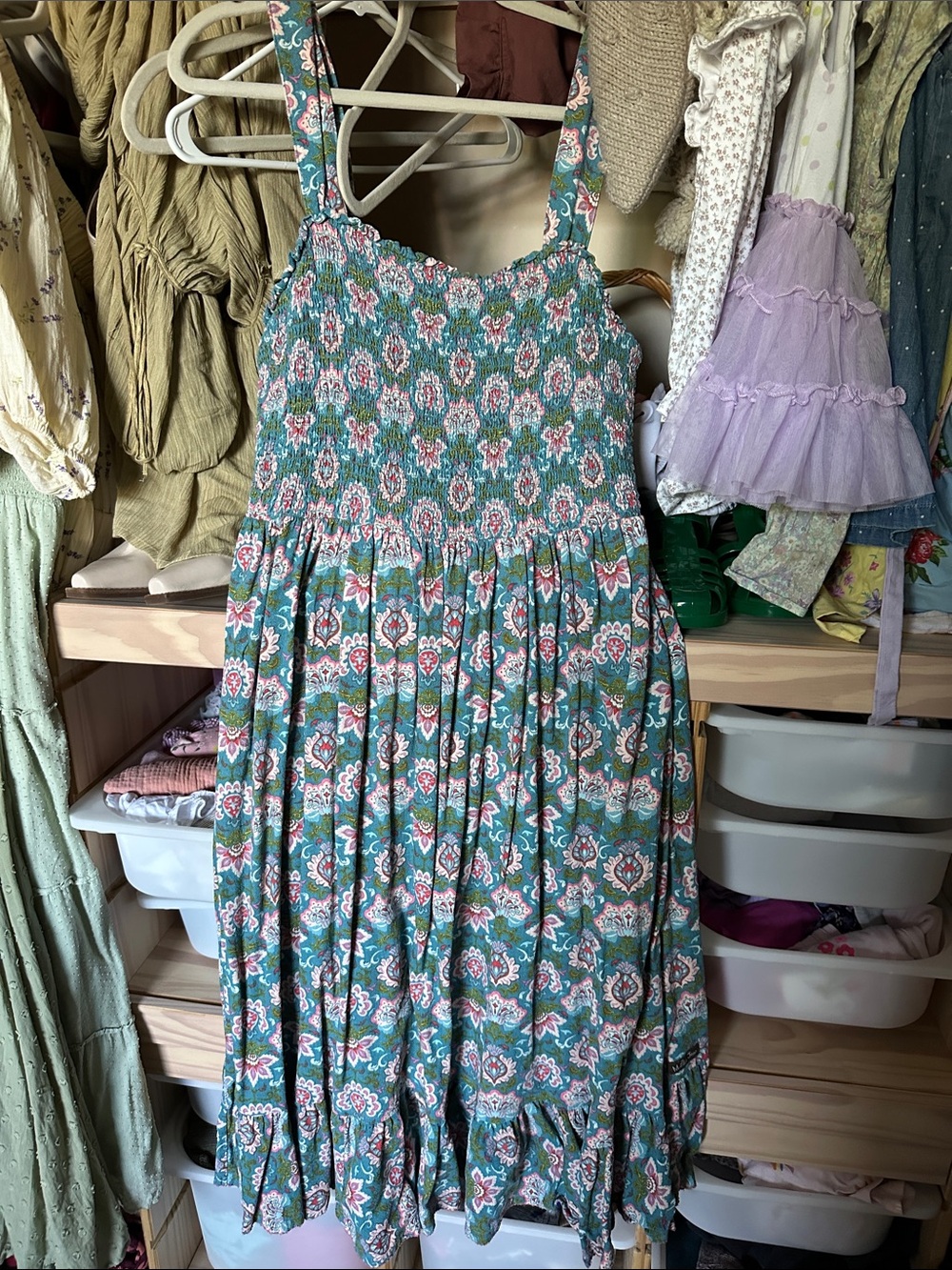 Blue Floral Smocked Sundress